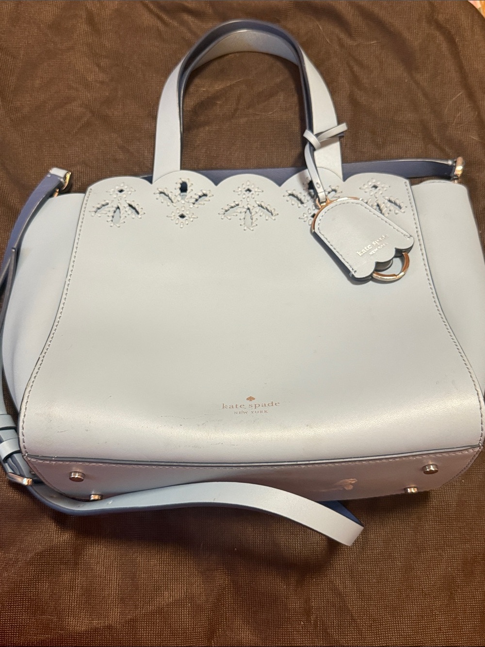 kate spade Light Blue Leather Scalloped Top-Handle Satchel